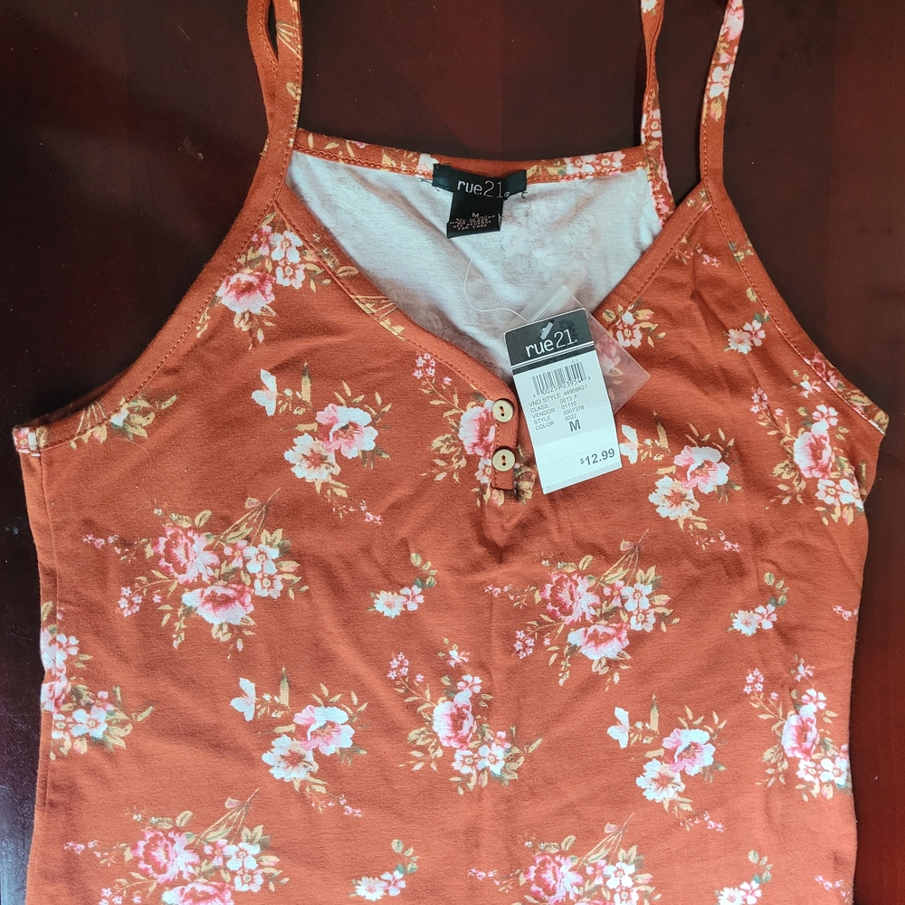 Rue21 Floral Camisole - Terracotta and Blush